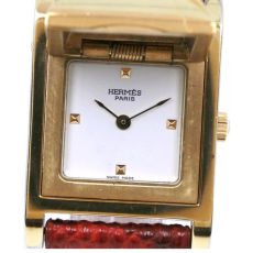 2220683 (중고) 헤르메스 HERMES 메도르 손목시계 금도금가죽 스위스제 골드 0W 쿼츠 아날로그 표시