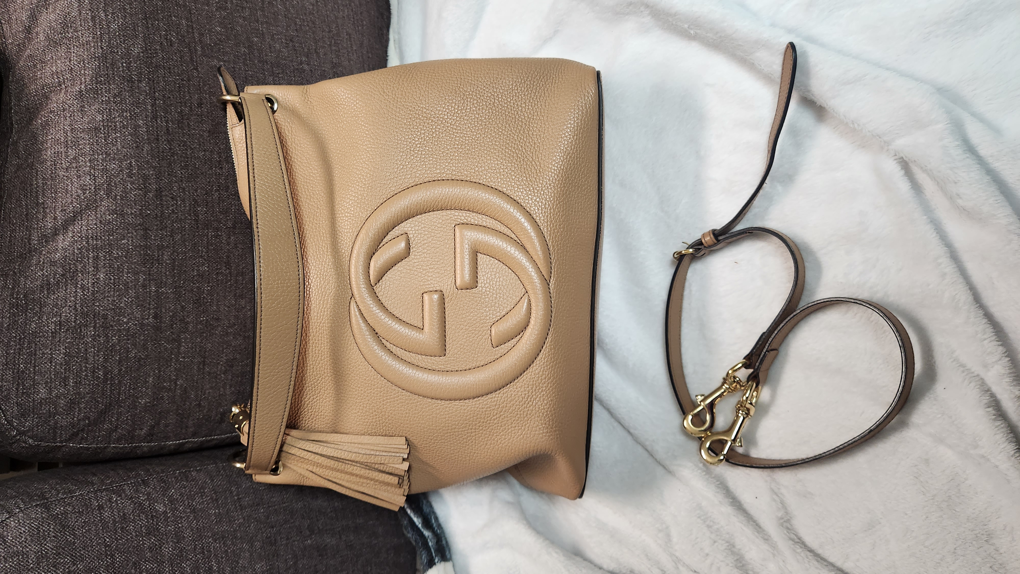 구찌 가방 소호 테슬 호보백 베이지 숄더백 토트백