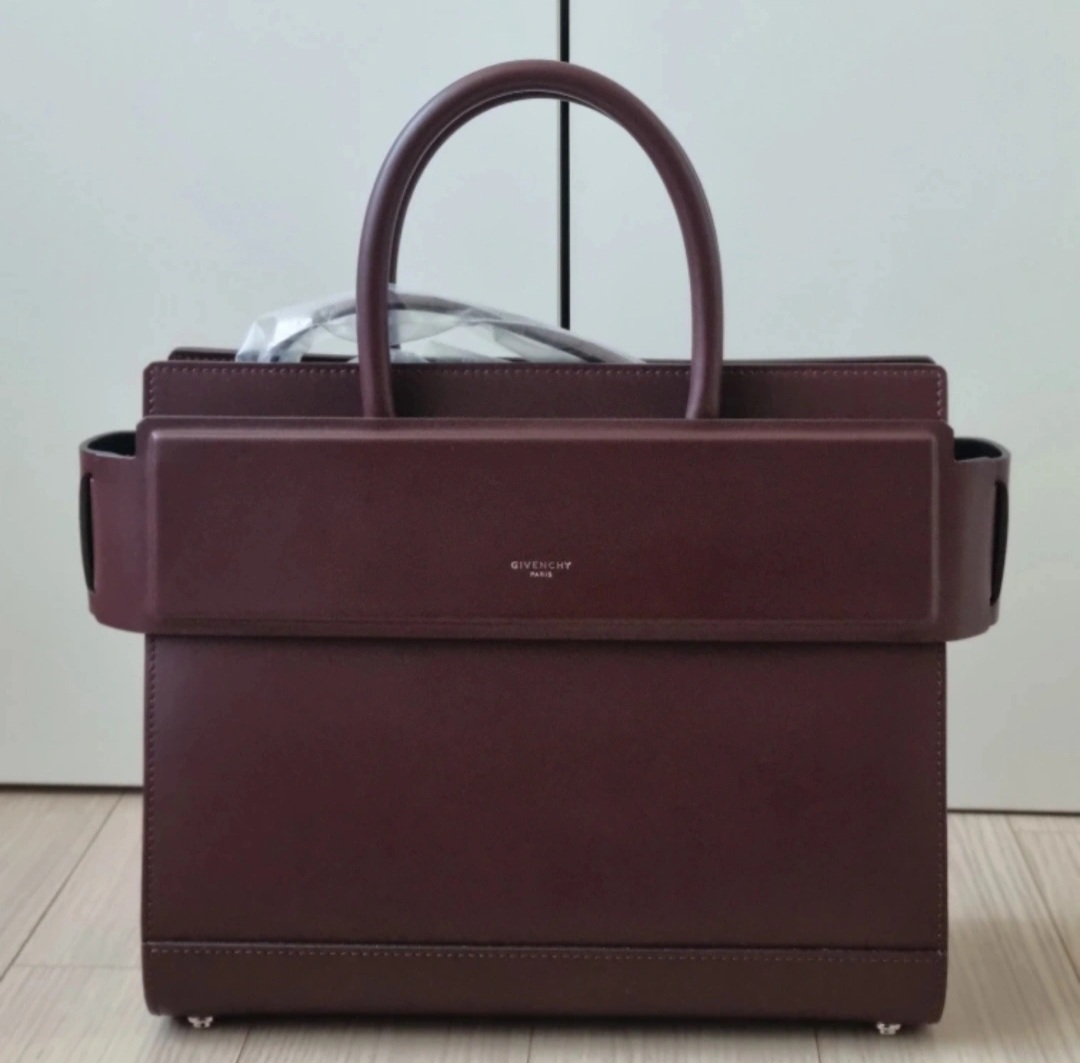 지방시 호라이즌 버건디 숄더 토트백