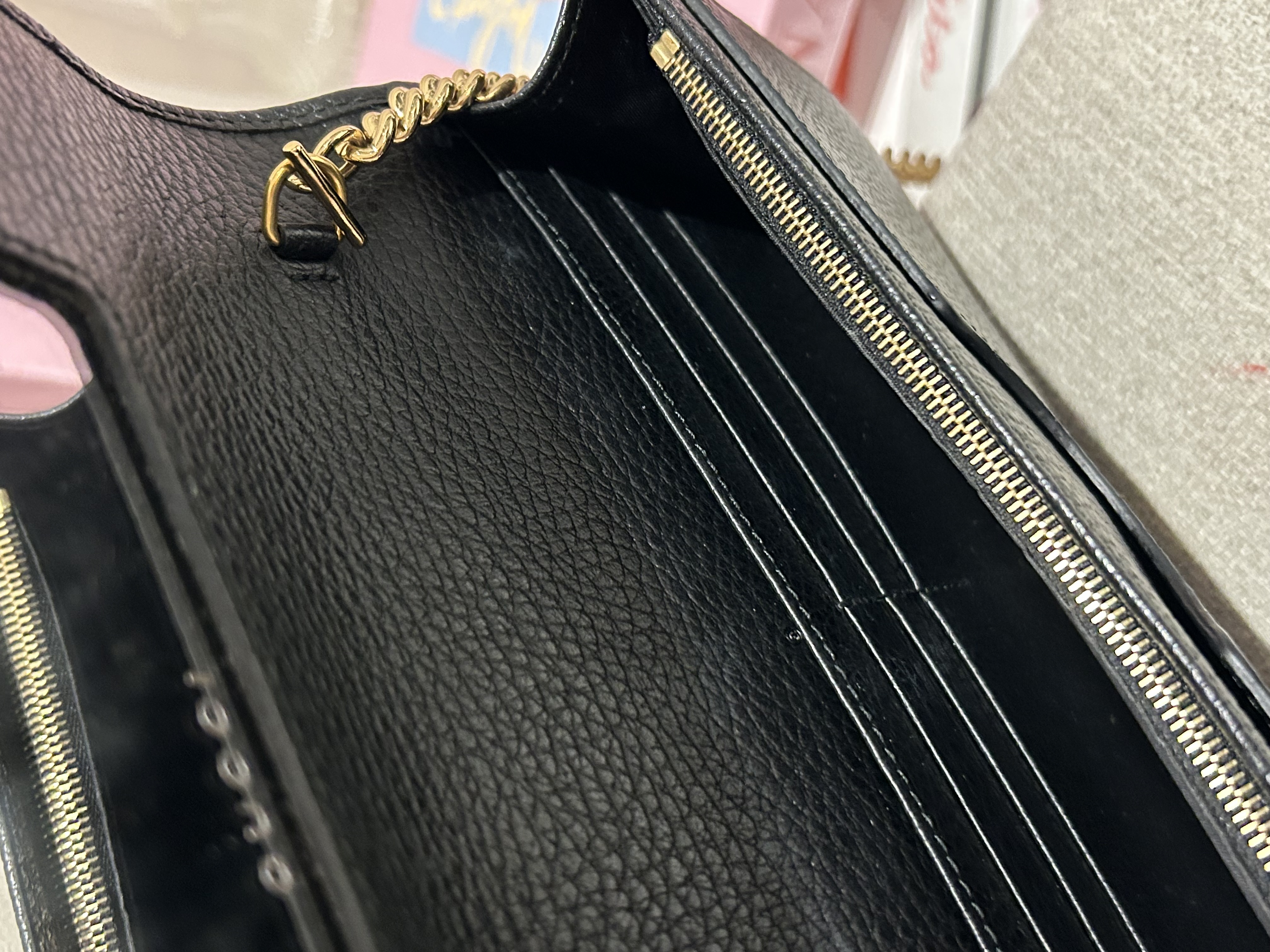 구찌 마몽 미니레더 체인백