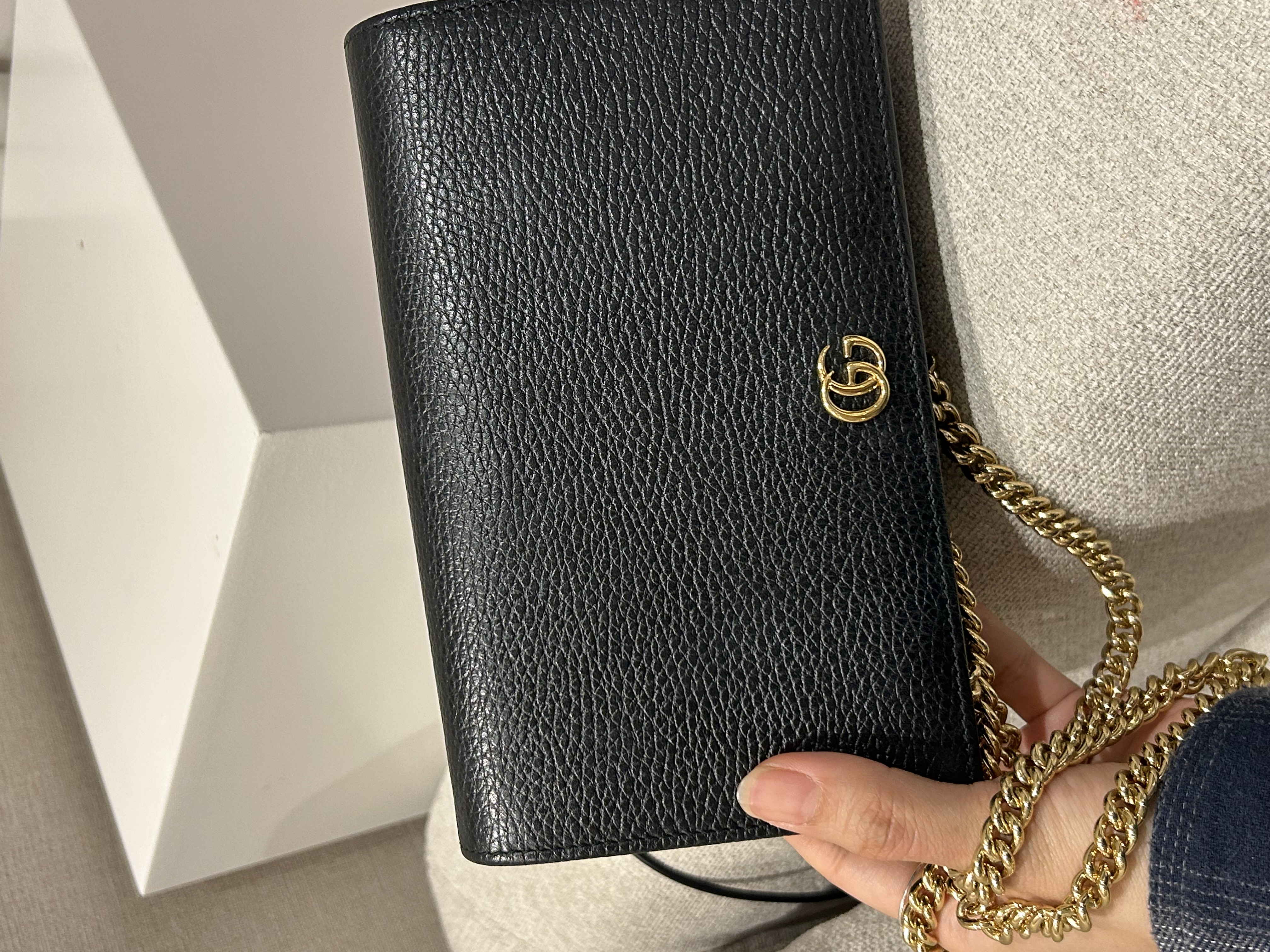 구찌 마몽 미니레더 체인백